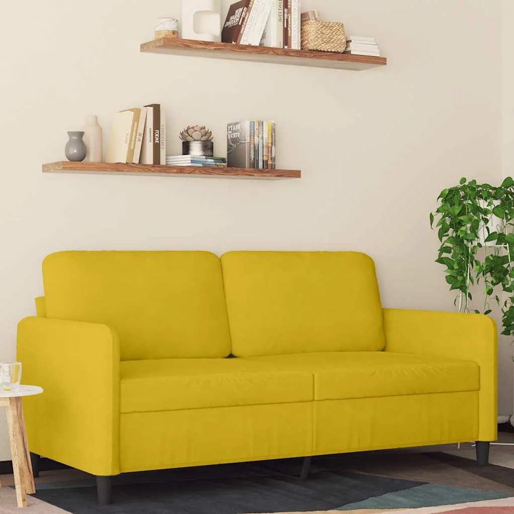 359448 vidaXL 2-местен диван, жълт, 140 см, кадифе