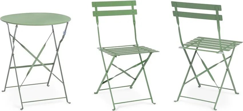 Светлозелен стоманен градински комплект за хранене за 2 Austin – Bizzotto