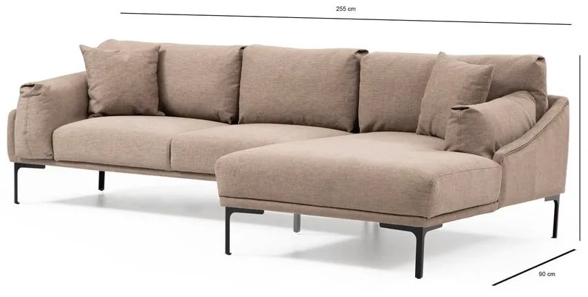 Бежов ъглов диван , десен ъгъл Leo - Artie