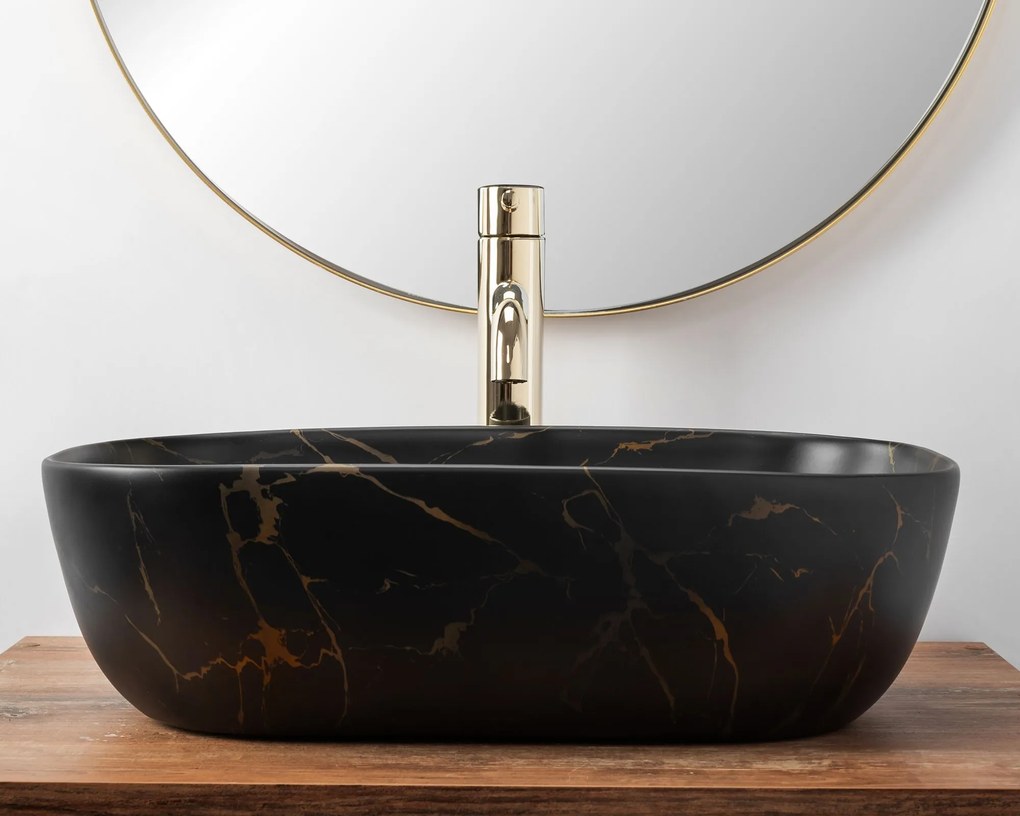 Умивалник за плот Rea Belinda Black Marble Mat