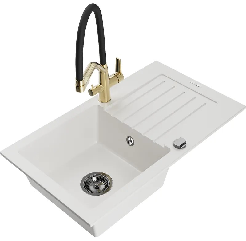 Mexen Pablo гранитна кухненска мивка с 1 отделение с дренаж и кухненски