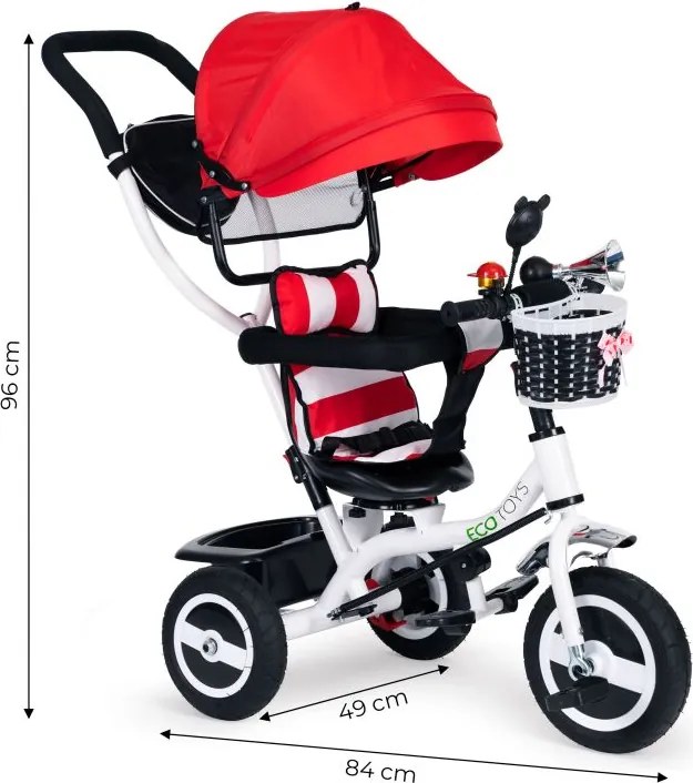 Триколка, детска количка червена ECOTOYS