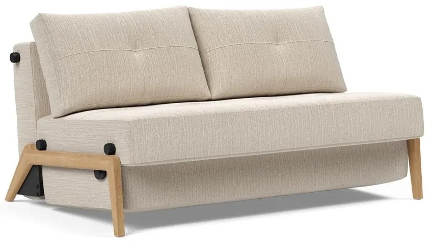 Бежов разтегателен диван, 96 x 147 cm Innovation Cubed Wood Linen Sand Grey