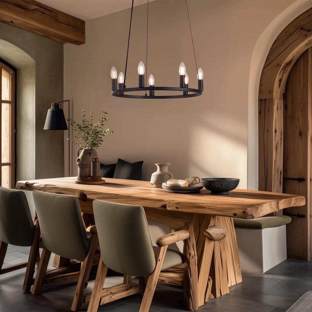 Smart hanglamp zwart 7-lichts incl. Wifi C35 - Knight