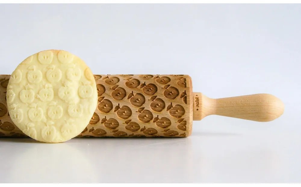 Дървен релефен валяк за тесто Apples - Valek