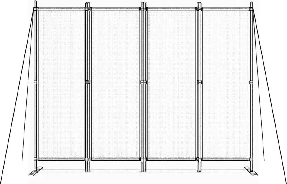 Градински 4-панелен сгъваем параван срещу вятър и слънце - 167 x 216 cm Сив