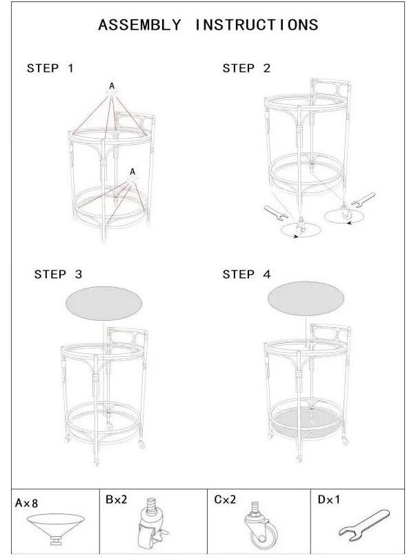 Метална маса за сервиране на колелца ø 51 cm Panama - Mauro Ferretti