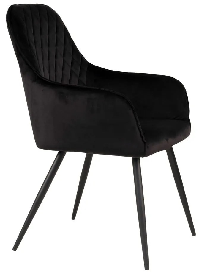 Черни тапицирани трапезни столове в комплект с подлакътници 2 бр. Harbo – House Nordic