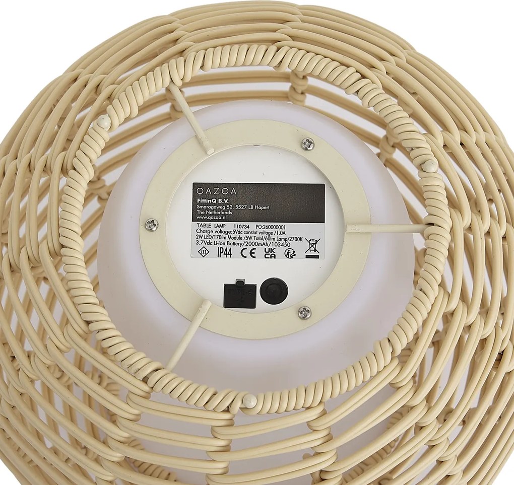 Външна настолна лампа бежова 25 см с LED, презареждаема с USB-C IP44 - Oli