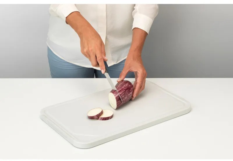 Дъска за рязане и сервиране Brabantia Tasty+ 1003308, 40x25 см, Нехлъзгаща се, Лесна за почистване, Светлосив