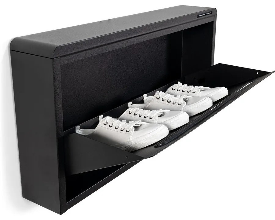 Черна метална накланяща се/висяща стойка за обувки 75x38x13 cm Mario – Spinder Design