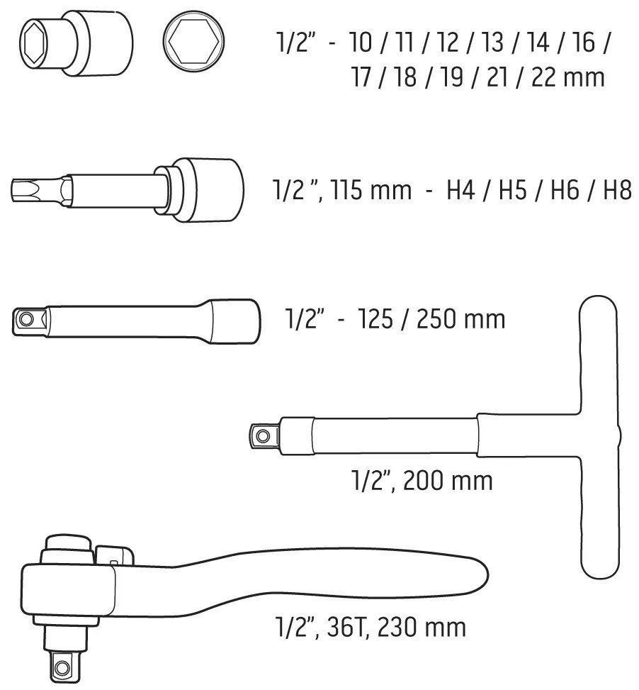 Гаечни ключове 1000V, 19 бр. 01-306