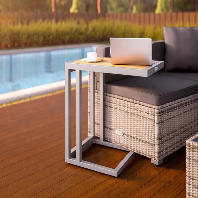 Странична масичка с WPC плоскост - 65,5 x 50 x 40 cm Сив