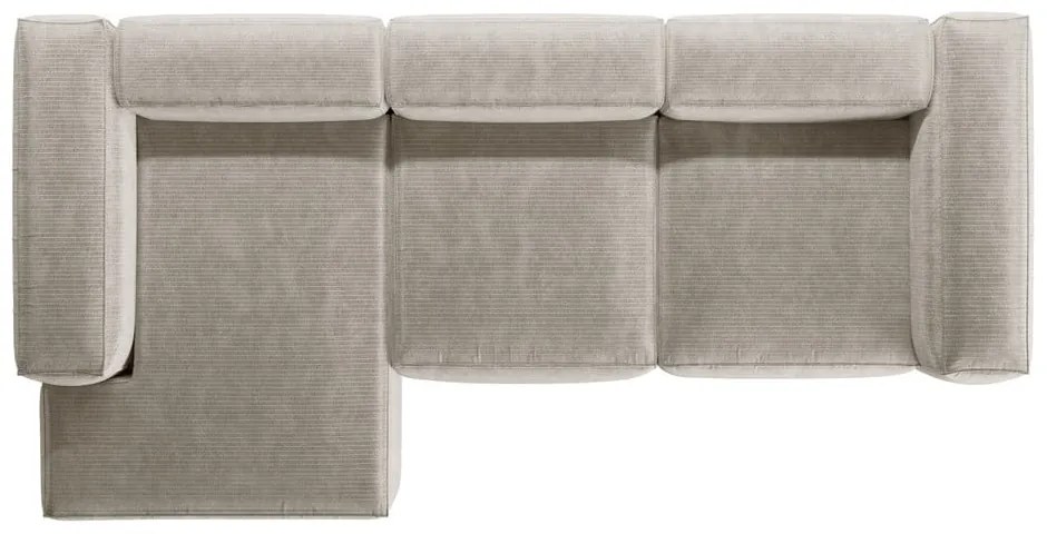 Бежов ъглов диван от рипсено кадифе (ляв ъгъл) Bergano – Cosmopolitan Design