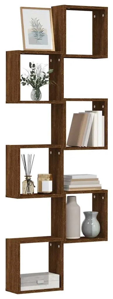 815887 vidaXL Стенни кубични рафтове 6 бр., кафяв дъб 30x15x30 cm