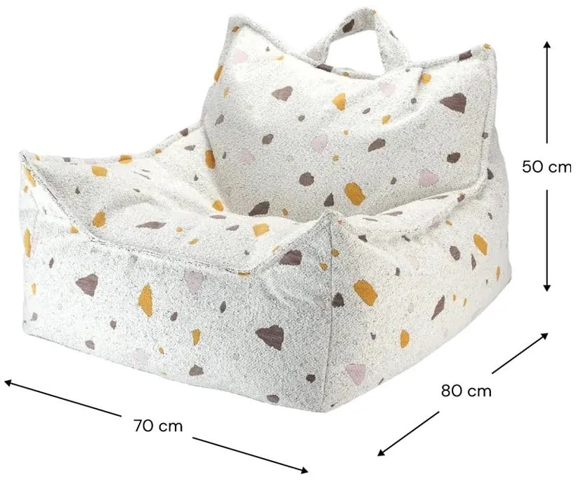 Бял детски пуф от букле и шенил Terrazzo Chair – Wigiwama