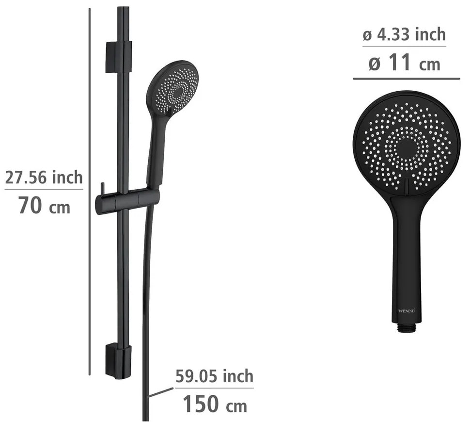 Черен душ комплект от неръждаема стомана 70cm Water Saving - Wenko