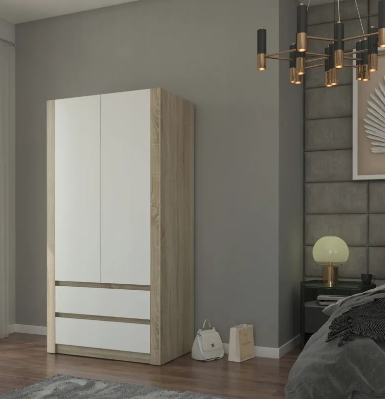 Модерен гардероб с две врати MODERN B20 180 x 90 x 55 cm - различни цветови варианти Бял