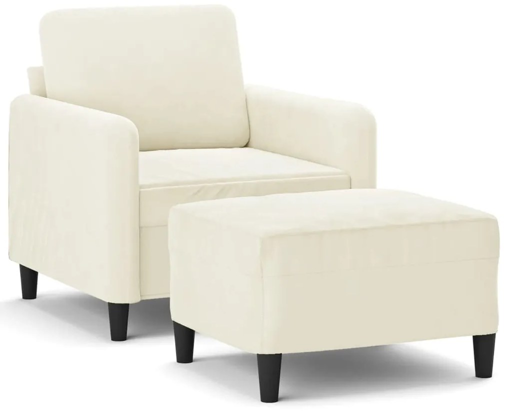 3201172 vidaXL Кресло с табуретка, кремаво, 60 см, кадифе