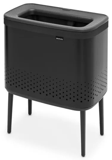 Кош за пране Brabantia Bo 1004175, 60 л, Пълнене без отваряне, Вентилационни отвори, Регулируеми крачета, Черен