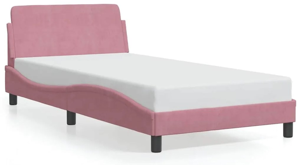 373137 vidaXL Рамка за легло с табла Dover, розова, 100x200 см, кадифе