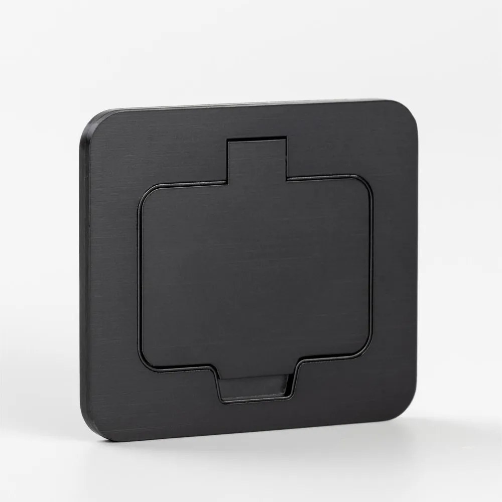 Brilagi - Вграден външен подов контакт IP55, черен, правоъгълен