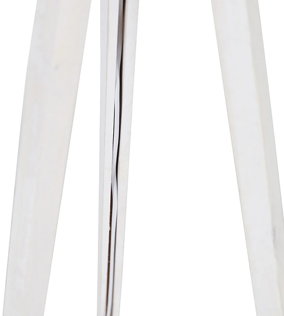 Подова лампа триножник бяла със светлокафяв текстилен абажур 50 см - Tripod Classic