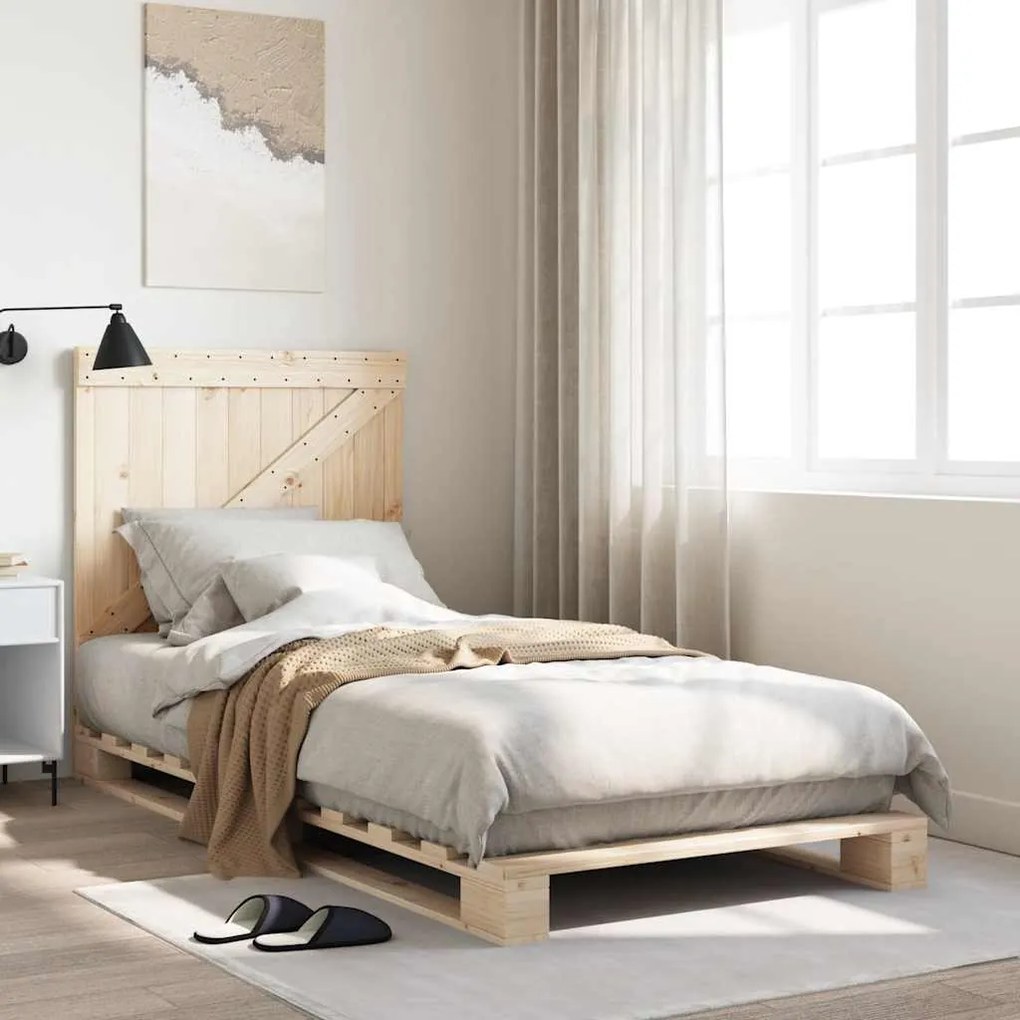 3281550 vidaXL Рамка за легло с табла, 90x200 см, борово дърво масив