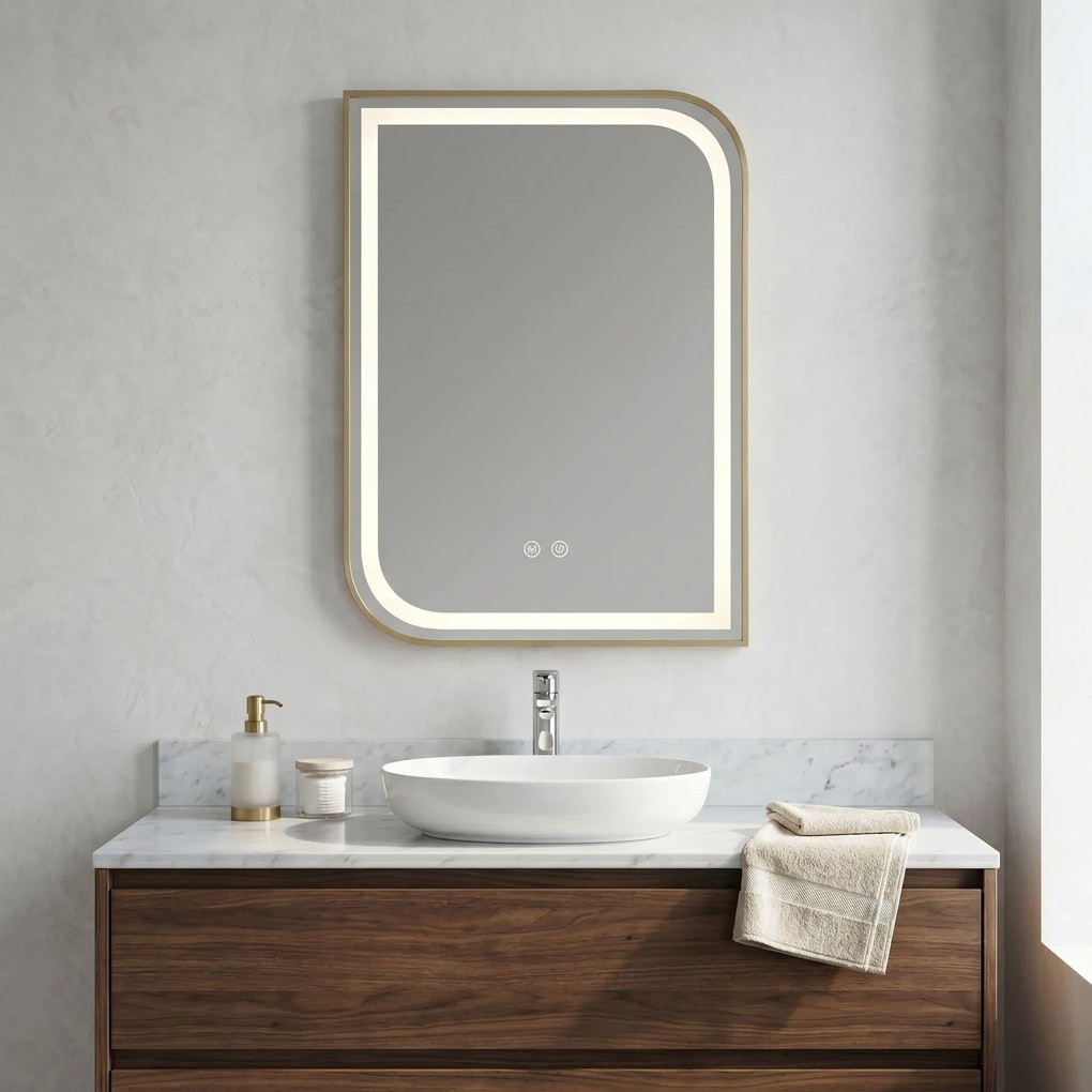 Огледало LED ZONE 80X60  GOLD BRUSH