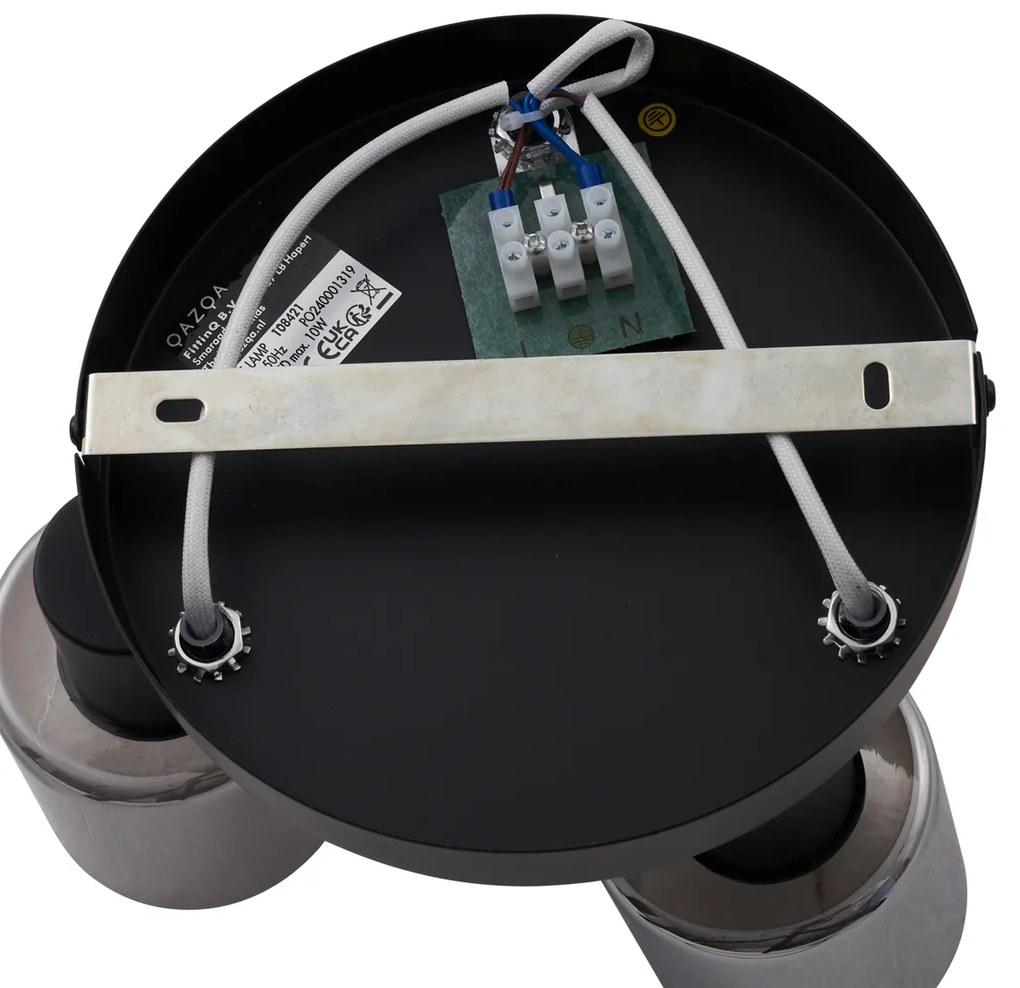 Модерна таванна лампа черна с димно стъкло кръгла 3-лампи - Cilin