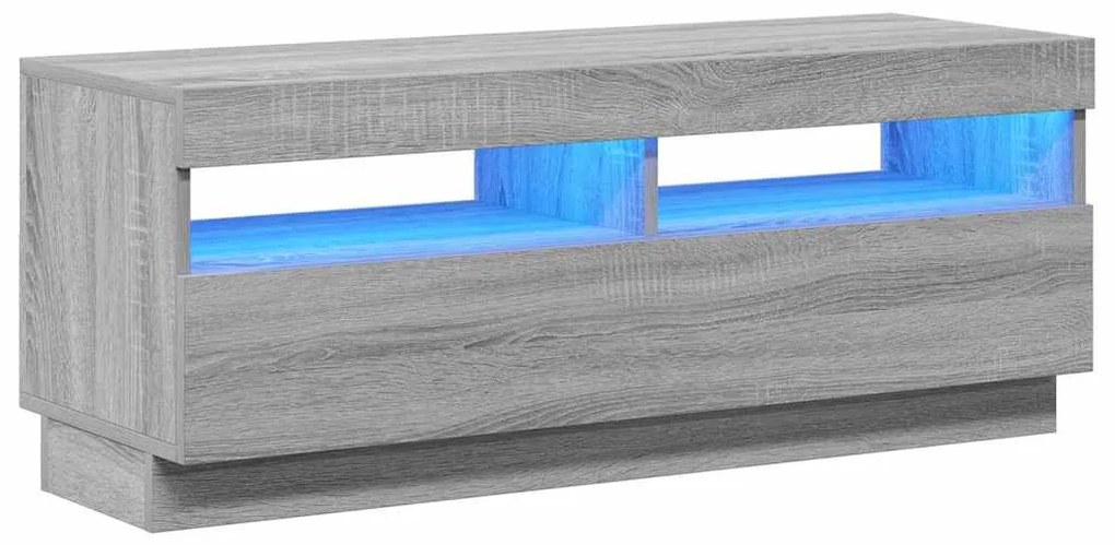 815721 vidaXL ТВ шкаф с LED осветление, сив сонома, 100x35x40 см