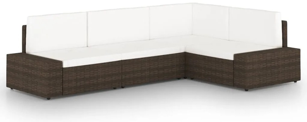 3067151 vidaXL Градински комплект с възглавници, 4 части, кафяв полиратан
