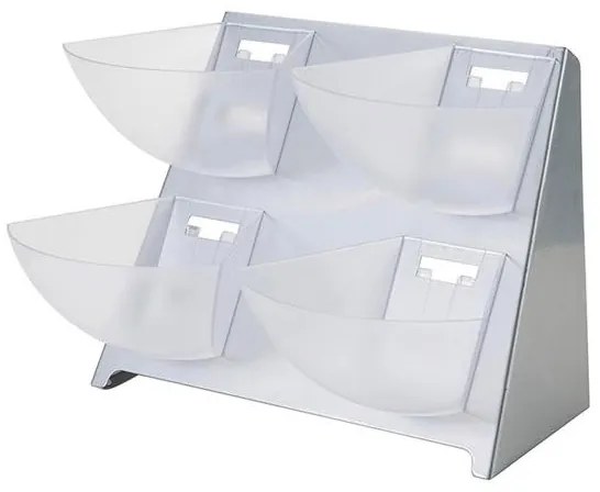 Пластмасов бар органайзер за пакетчета с 4 отделения сребро 39x34xh37см (JD-86219)