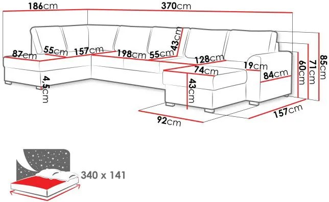 Ъглов диван Wilma large-Black-Right
