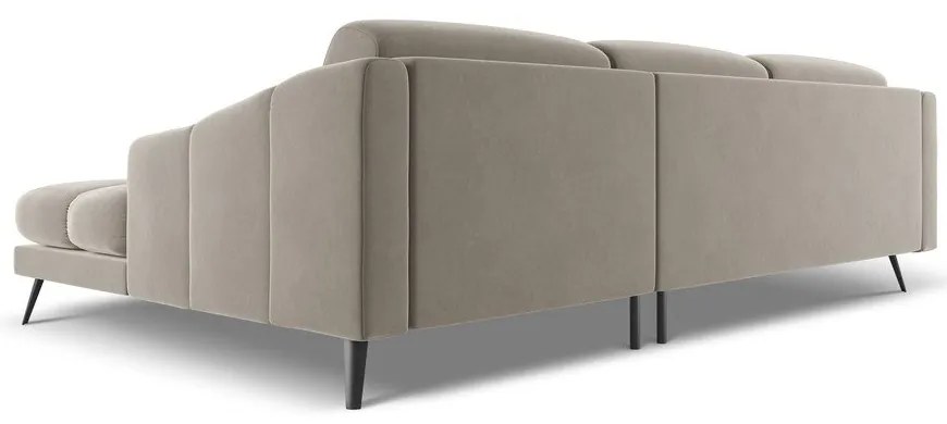 Бежов кадифен ъглов диван (десен ъгъл) Nalu – Makamii