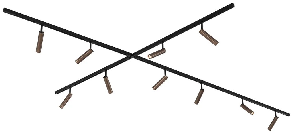 Модерна релсова система за осветление с 10 прожектора тъмен бронз 1-фазов - Slimline Uzzy