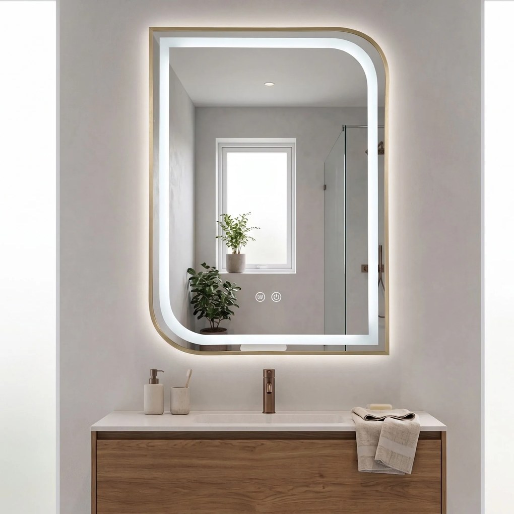 Огледало LED ZONE 70X50 BRUSH GOLD