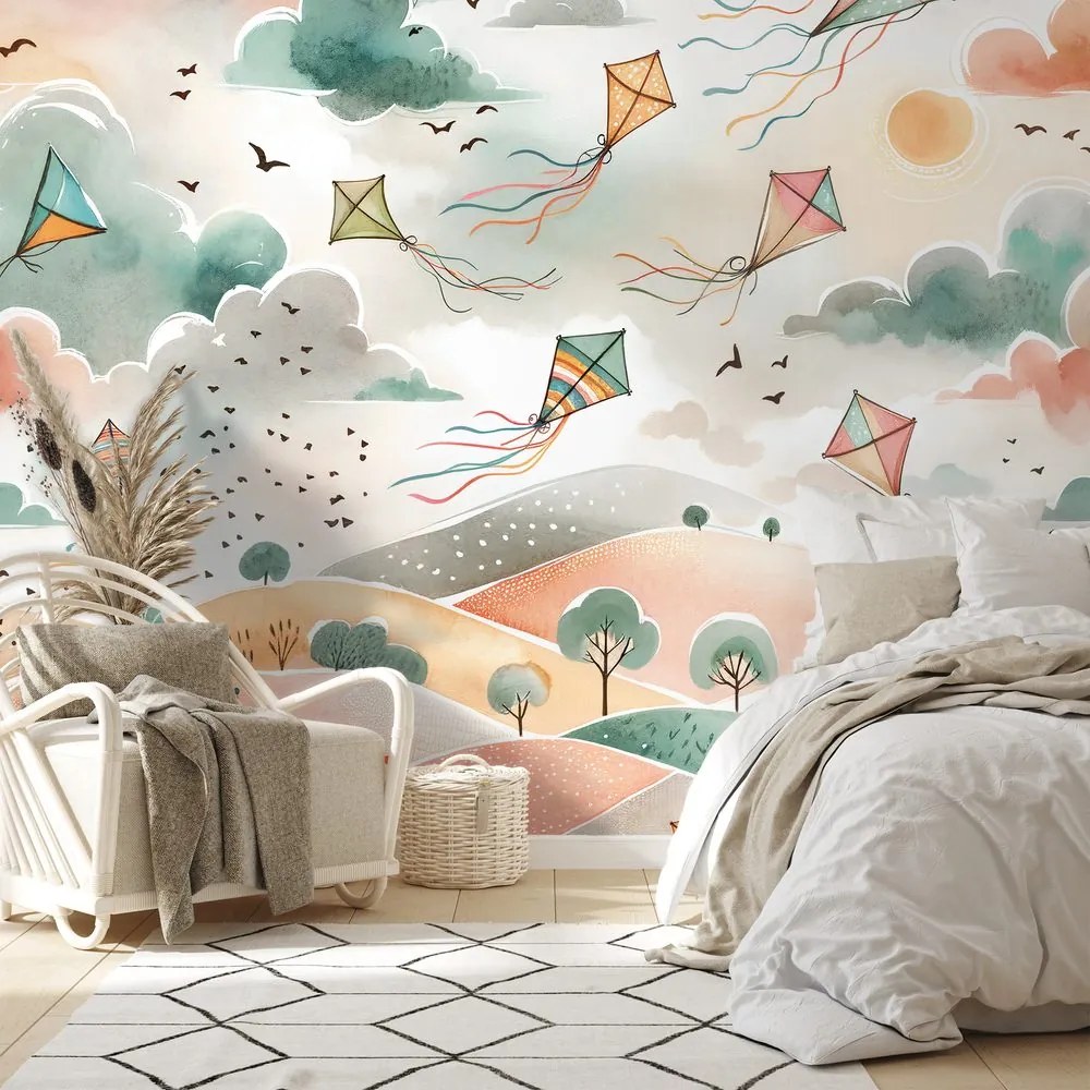 Тапет – Пастелни летящи хвърчила в небето