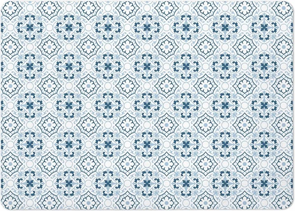 Бяло-син килим за баня от диатомична глина 50x70 cm Atlanta – douceur d'intérieur