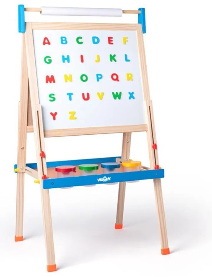 Woody - Двустранна дъска за писане с ролка хартия и магнитни букви