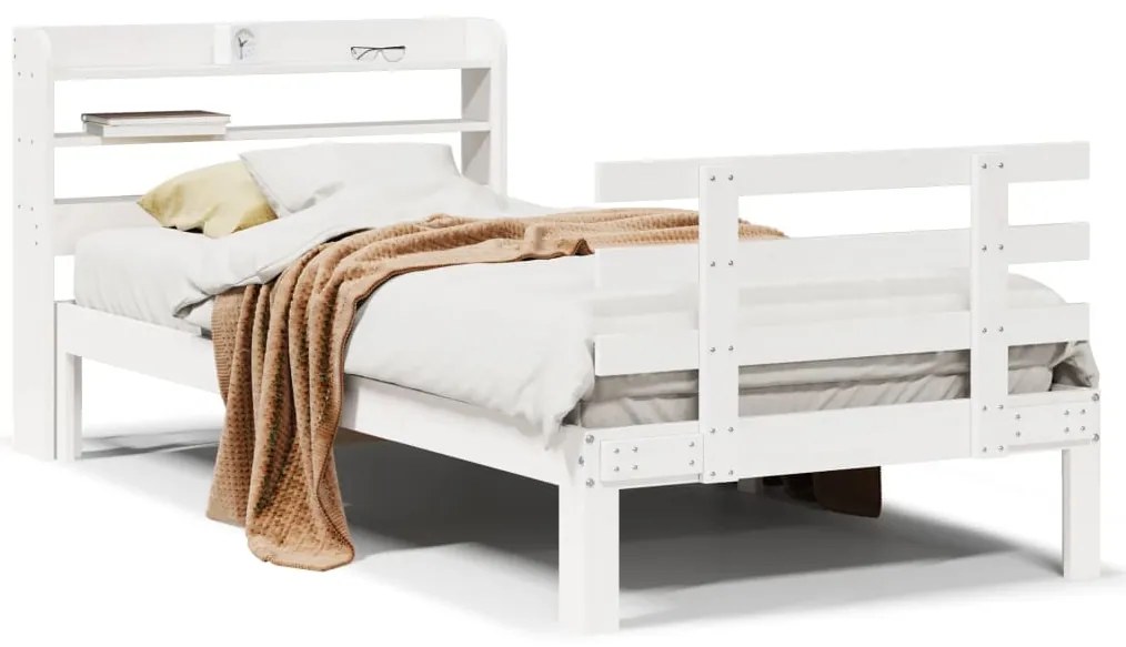 3306848 vidaXL Рамка за легло с табла без матрак, бяла, 90x200 см