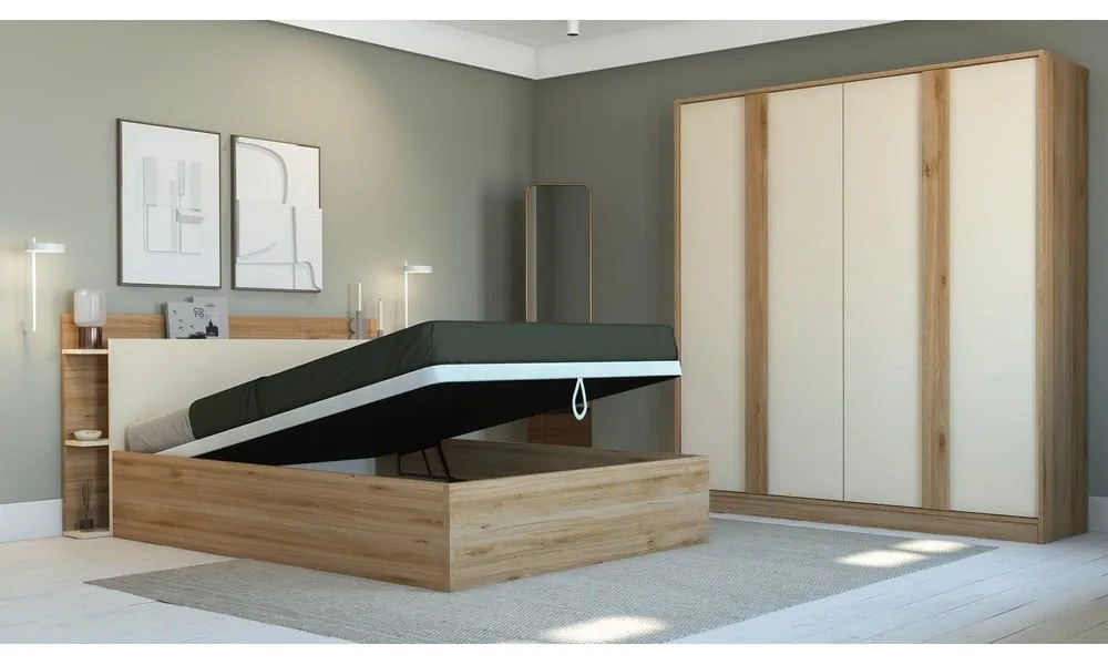 Кремаво-естествен гардероб от декор от дъб 180x197,5x53 cm Dennis – Marckeric