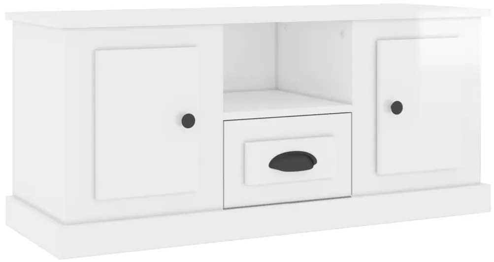 816458 vidaXL ТВ шкаф бял гланц 100x35,5x45 см инженерно дърво