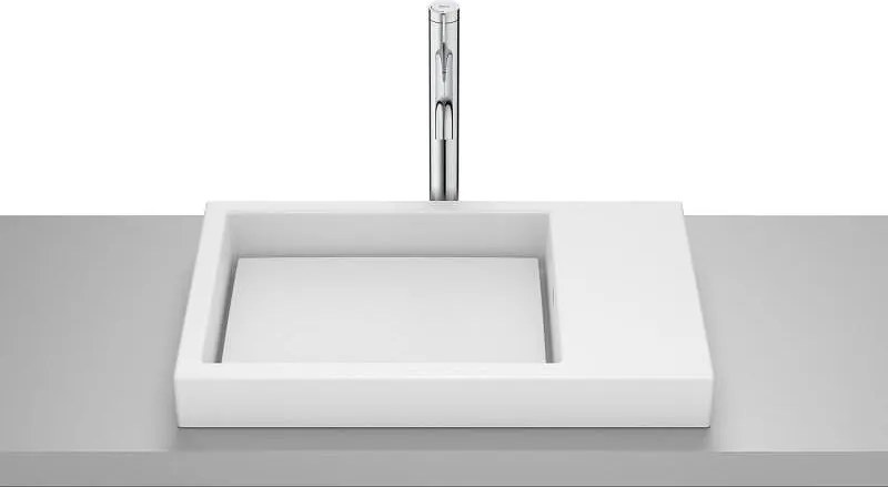 Умивалник за монтаж върху плот, без отвор за смесител, Horizon-S, 600 x 380 x 80mm, matt white