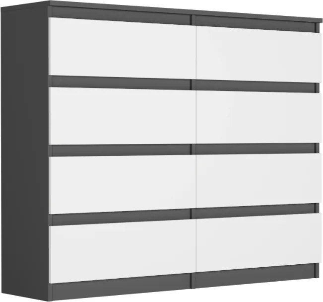 Комод с 8 чекмеджета R-120-S8 - различни цветови варианти антрацит микс бяло