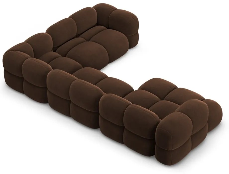 Тъмнокафяв кадифен ъглов диван (десен ъгъл/U форма) Loretto – Cosmopolitan Design