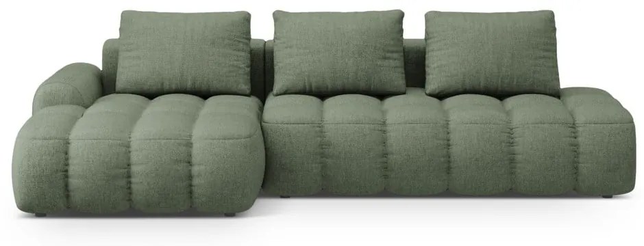 Зелен сгъваем/с място за съхранение ъглов диван (ляв ъгъл) Linz – Cosmopolitan Design
