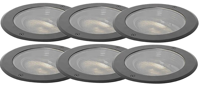 Комплект от 6 димируеми външни вградени спота черни IP65 Вкл. LED - Delux Honey