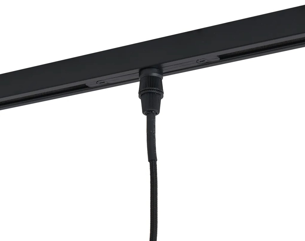 Модерна релсова осветителна система черна с 6 висящи лампи злато с кехлибарено стъкло 1-фазна - Slimline Loyce