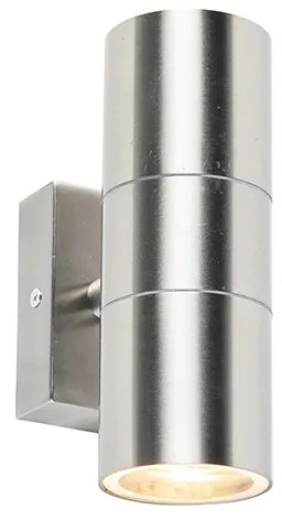 Външна стенна лампа стомана 2-светлина IP44 - Duo